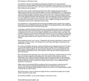 Letter logistic worker HM Stradella hub Italy FINAL cut big Offenes Solidaritätsschreiben der Logistikarbeiter*in aus Stradella, Italien Kampagne für Saubere Kleidung | Clean Clothes Campaign Germany