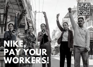 CCC Nike Postkarte SW PYW NIKE: Zahl den Arbeiter*innen, was ihnen zusteht! Kampagne für Saubere Kleidung | Clean Clothes Campaign Germany