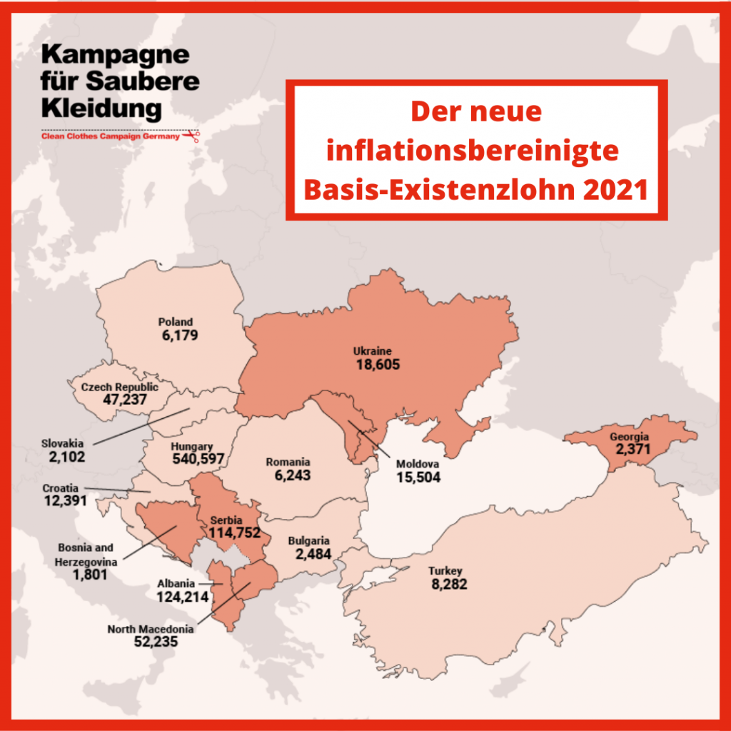 Osteuropa und Türkei: Zalando, Adidas, Olymp & Co. haben keine Ausrede mehr! 3 Die Mindestloehne in Ost und Suedosteuropa entsprechen im Durschnitt1 Osteuropa und Türkei: Zalando, Adidas, Olymp & Co. haben keine Ausrede mehr! Kampagne für Saubere Kleidung | Clean Clothes Campaign Germany
