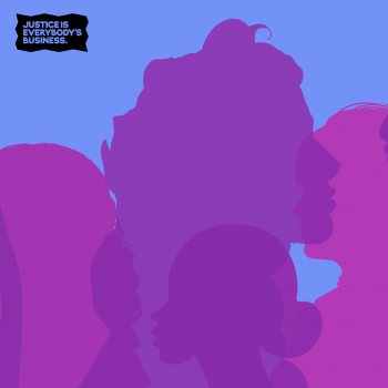 Statement zur Berücksichtigung von Genderaspekten im EU-Lieferkettengesetz 1 Lilafarbene Frauenköpfe auf blauem Hintergrund