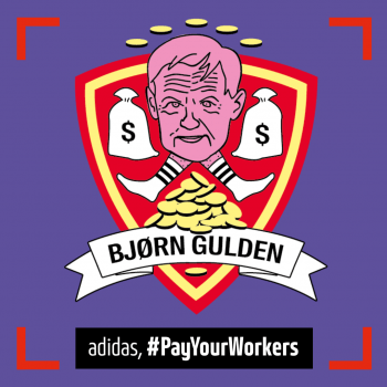 Grafik auf lila HIntergrund zu Bjorn Gulden, adidas-CEO