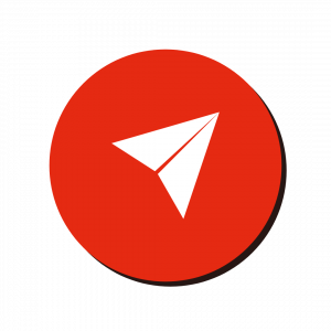 Aktiv werden! 24 Icon Teilen auf Social Media weiß auf rotem Kreis