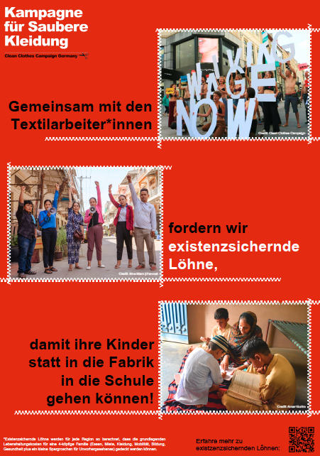 Plakat Loehne rot Plakate: Die Schattenseiten der Modeindustrie Kampagne für Saubere Kleidung | Clean Clothes Campaign Germany