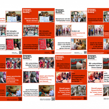 Plakate: Die Schattenseiten der Modeindustrie 4 sechs Plakate in weiß und rot